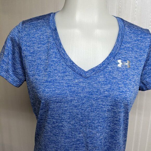 UA Under Armour Heatgear Loose Fit Performance Activewear Shirt Top Blue XS - Picture 3 of 6